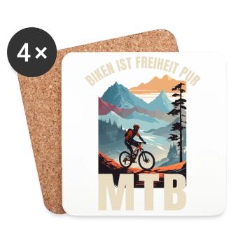 MTB: Biken ist Freiheit pur - Untersetzer (4er-Set) - Weiß - Vorne