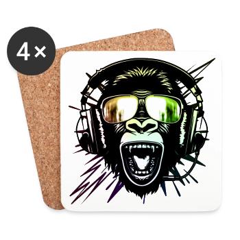 Affe mit Neonbrille - Untersetzer (4er-Set) - Weiß - Vorne