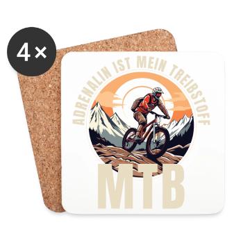 Mountainbike: Adrenalin ist mein Treibstoff - Untersetzer (4er-Set) - Weiß - Vorne