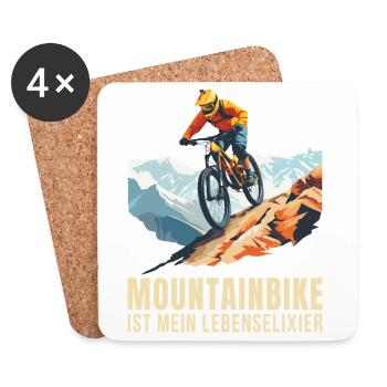 Mountainbike ist mein Lebenselixier - Untersetzer (4er-Set) - Weiß - Vorne