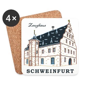 Schweinfurt, Dessin Zeughaus, Franconie, Bavière - Dessous de verre (lot de 4) - blanc - Devant