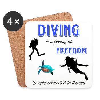 Diving Freedom Turtle - Coasters (set of 4) - white - Front