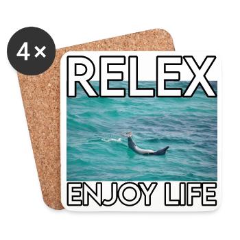 Détendez-vous au bord de la mer – joie de vivre - Dessous de verre (lot de 4) - blanc - Devant