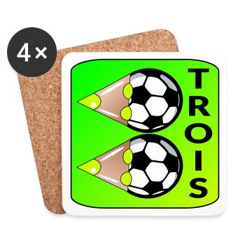Trois Football - 3ème anniversaire Enfants - Dessous de verre (lot de 4) - blanc - Devant