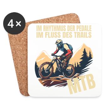 Im Rhythmus der Pedale - Im Fluss des Trails - Untersetzer (4er-Set) - Weiß - Vorne