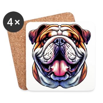 Bouledogue anglais Chien - Dessous de verre (lot de 4) - blanc - Devant