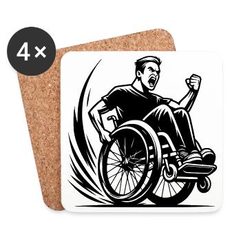 Wütender Rollstuhlfahrer macht einen Wheelie # - Untersetzer (4er-Set) - Weiß - Vorne