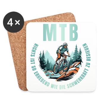 MTB: Nichts ist so erhebend wie die Schwerkraft... - Untersetzer (4er-Set) - Weiß - Vorne