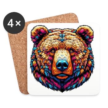 Ours - Dessous de verre (lot de 4) - blanc - Devant