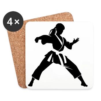 Weibliche Karateka Zeichnung - Untersetzer (4er-Set) - Weiß - Vorne