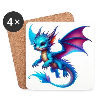 Drache - Untersetzer (4er-Set) - Weiß - Vorne