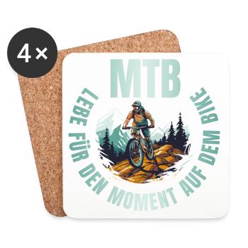 MTB: Lebe für den Moment auf dem Bike - Untersetzer (4er-Set) - Weiß - Vorne