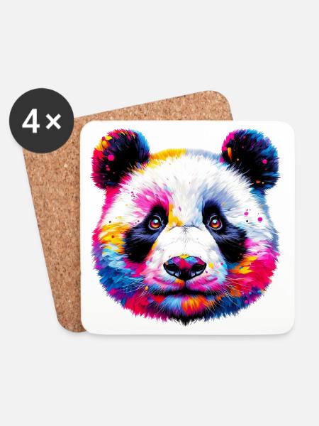 Panda - Untersetzer (4er-Set) - Weiß