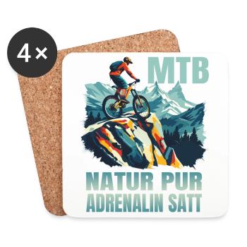 MTB: Natur pur - Adrenalin satt - Untersetzer (4er-Set) - Weiß - Vorne