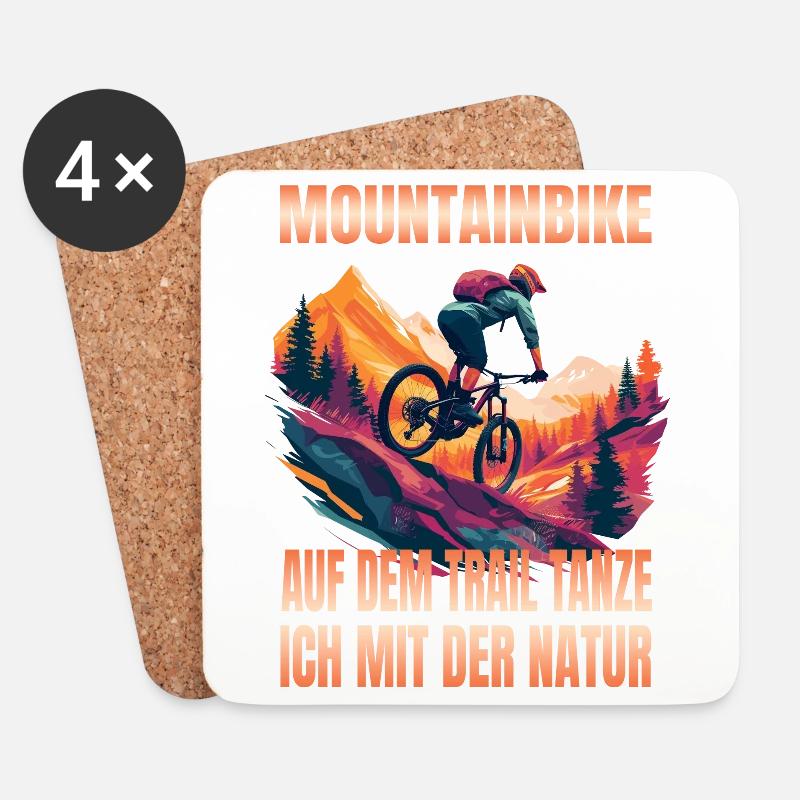 MTB: Auf dem Trail tanze ich mit der Natur - Untersetzer (4er-Set) - Weiß