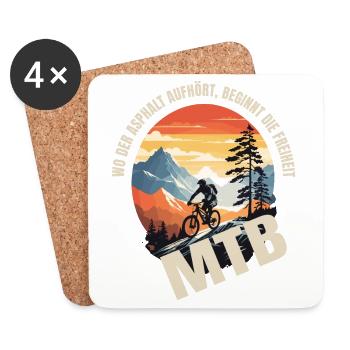 MTB: Wo der Asphalt aufhört, beginnt die Freiheit - Untersetzer (4er-Set) - Weiß - Vorne