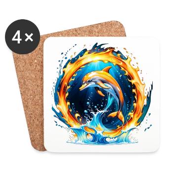 Ein faszinierendes Zusammenspiel von Feuer und Wasser. - Untersetzer (4er-Set) - Weiß - Vorne