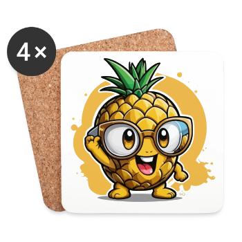 Petit ananas - Dessous de verre (lot de 4) - blanc - Devant