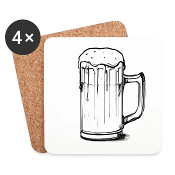 Drawn glass of beer - Coasters (set of 4) - white - Front