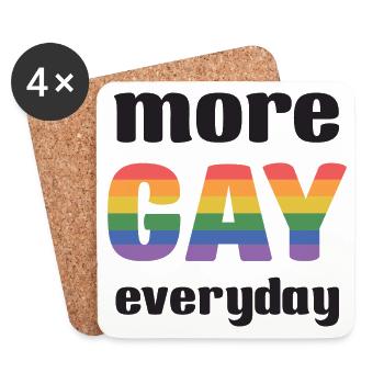 LGBT Pride Month - More Gay Everyday - Coasters (set of 4) - white - Front