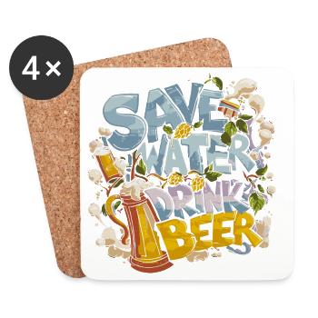 Save Water Drink Beer Biertrinker - Untersetzer (4er-Set) - Weiß - Vorne