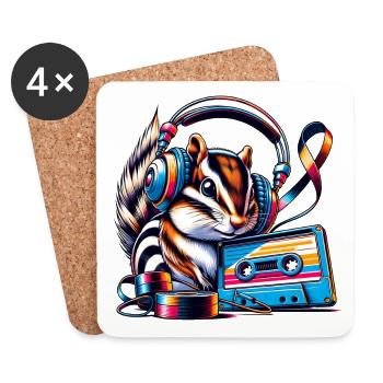 Musical chipmunk with headphones - Coasters (set of 4) - white - Front