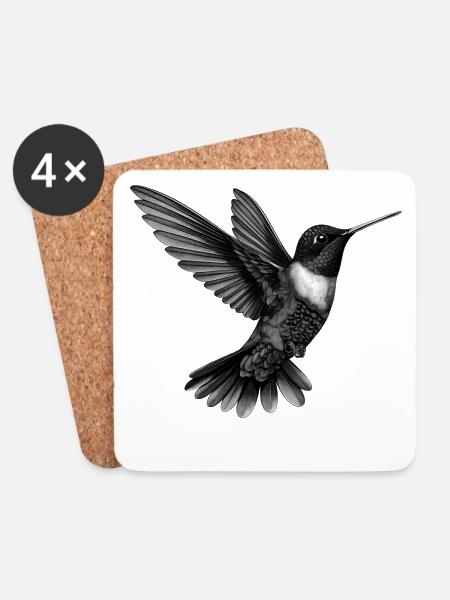 Kolibri | Hummingbird - Untersetzer (4er-Set) - Weiß