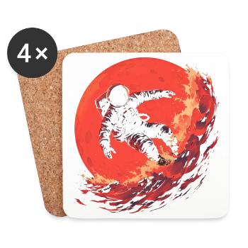Astronaut Surfer - Coasters (set of 4) - white - Front