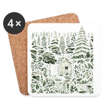 living close to nature with a tiny house in the forest - Coasters (set of 4) - white - Front