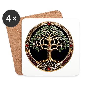 Elegant and noble tree of life with Celtic knot. - Coasters (set of 4) - white - Front