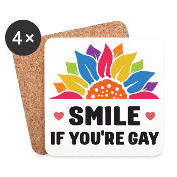 LGBT Pride Month - Smile If You're Gay - Coasters (set of 4) - white - Front