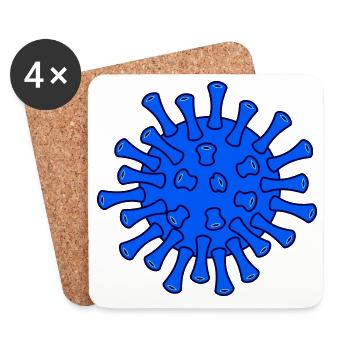 Blue Covid Molecule Illustration - Coasters (set of 4) - white - Front