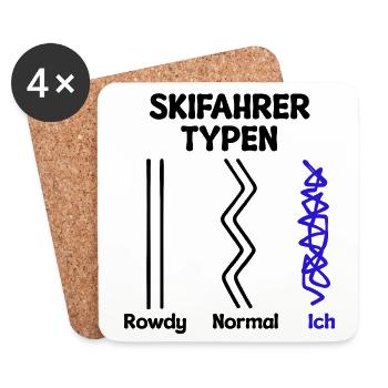 Schifahrer Wintersport Statement Eishockey Piste - Untersetzer (4er-Set) - Weiß - Vorne