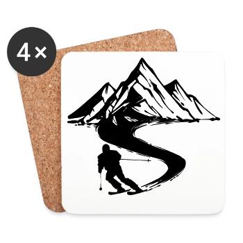 Winter sports Skiing Fun on the slopes Mountain Snow - Coasters (set of 4) - white - Front