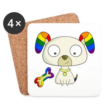 Regenbogen-Welpe - Untersetzer (4er-Set) - Weiß - Vorne