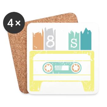 80s Kassette retro vintage Musik Symbol Grafik - Untersetzer (4er-Set) - Weiß - Vorne