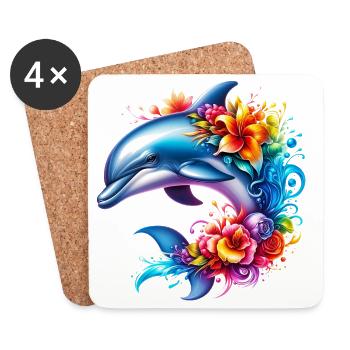 Delfin - Untersetzer (4er-Set) - Weiß - Vorne