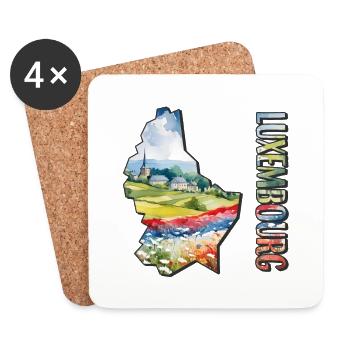 Watercolor Map of Luxembourg - Coasters (set of 4) - white - Front