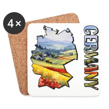Aquarell Landkarte Deutschalnd - Untersetzer (4er-Set) - Weiß - Vorne