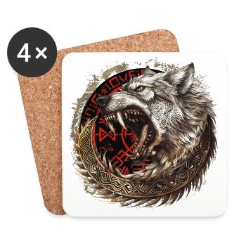 Wikinger Wolf Wölfe Odins Geri & Freki Valhalla - Untersetzer (4er-Set) - Weiß - Vorne