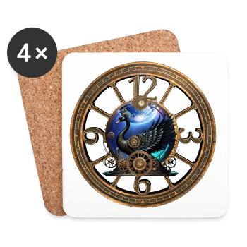 Black Steampunk Swan - Coasters (set of 4) - white - Front