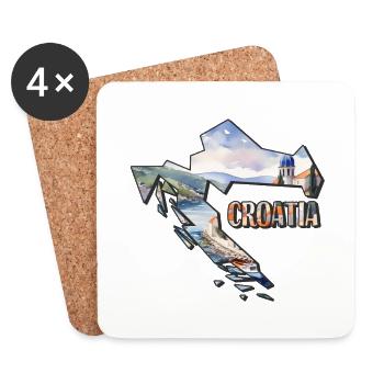 Carte à l’aquarelle de la Croatie - Dessous de verre (lot de 4) - blanc - Devant