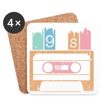 Kassette Musik 90s 1990er used look Klassiker Logo - Untersetzer (4er-Set) - Weiß - Vorne