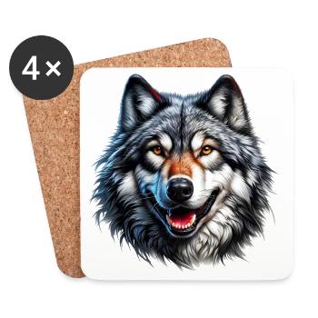 Loup - Dessous de verre (lot de 4) - blanc - Devant