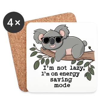 Not Lazy, Just Energy Saving - Koala Relax - Coasters (set of 4) - white - Front
