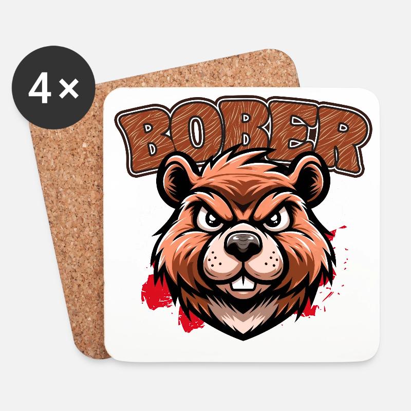 Bober | Polnisches Trenddesign - Untersetzer (4er-Set) - Weiß
