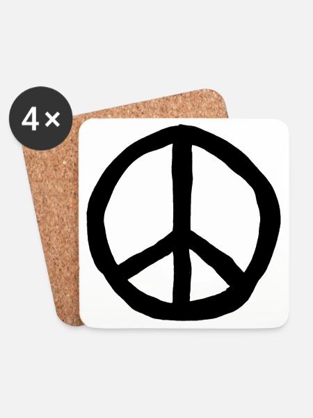 Peace-Zeichen / Simpel - Untersetzer (4er-Set) - Weiß