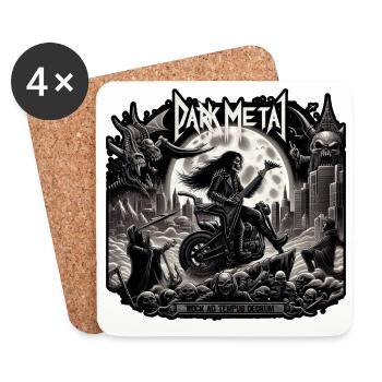 Squelettes de moto en métal foncé - Dessous de verre (lot de 4) - blanc - Devant