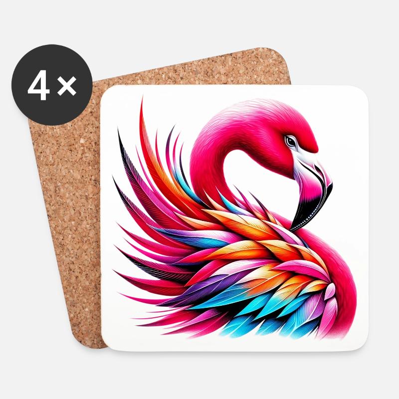 Flamingo - Untersetzer (4er-Set) - Weiß