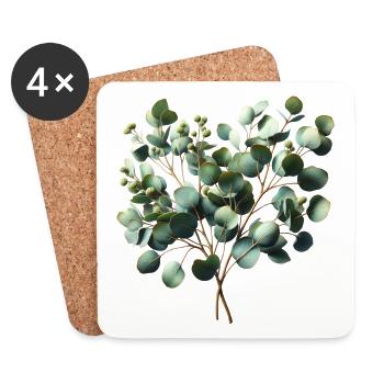 delicate watercolor illustration of a eucalyptus branch - Coasters (set of 4) - white - Front